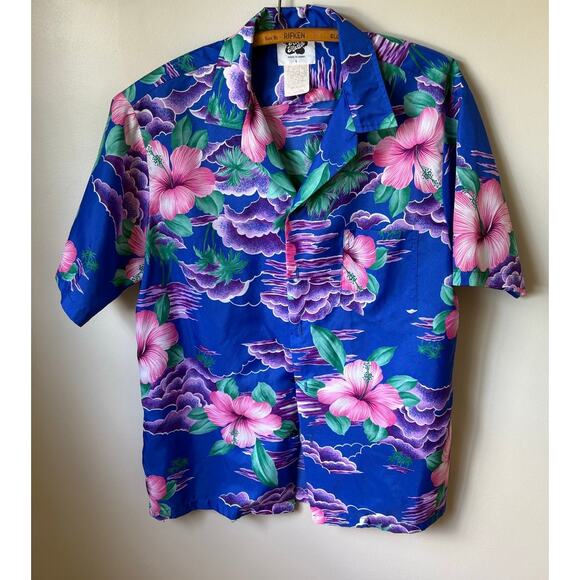 Vintage Hilo Hattie Bold Hibiscus Pattern Hawaiian Shirt - Picture 2 of 6